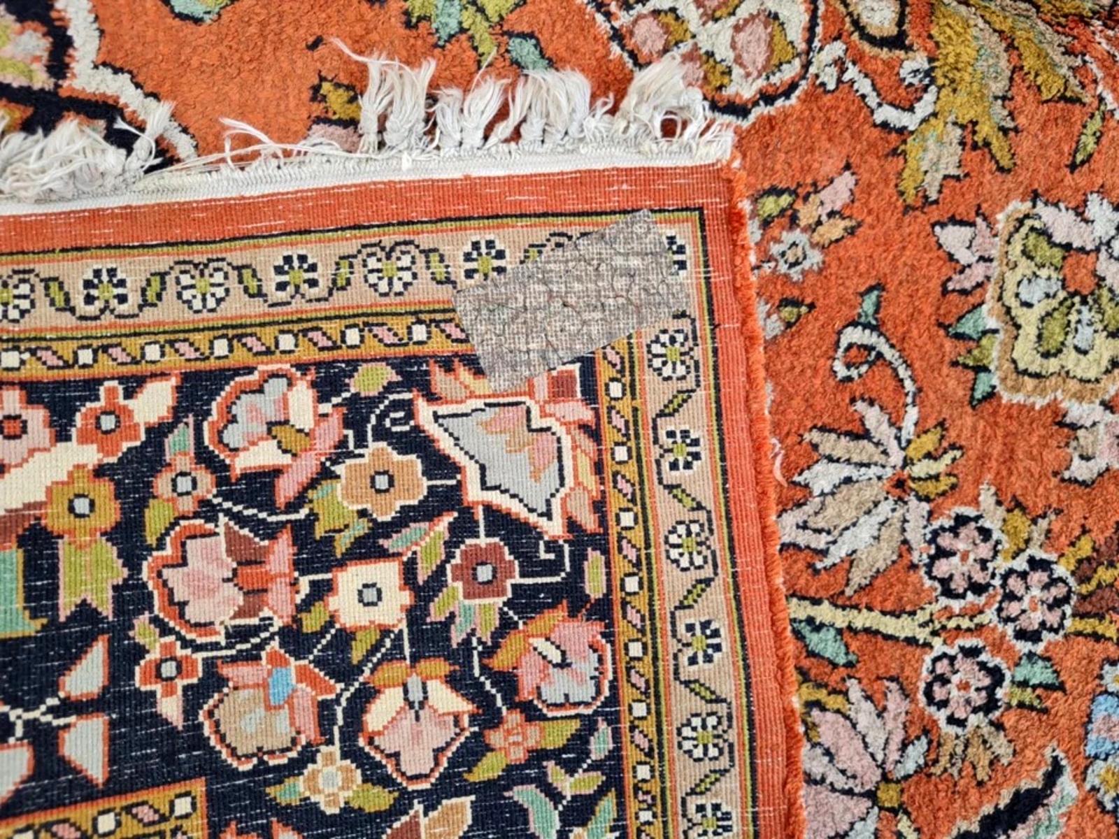 Mid-20th Century Handmade Vintage Persian Tabriz Silk Rug 4.9' x 7.1' 1960s - 2K54 For Sale