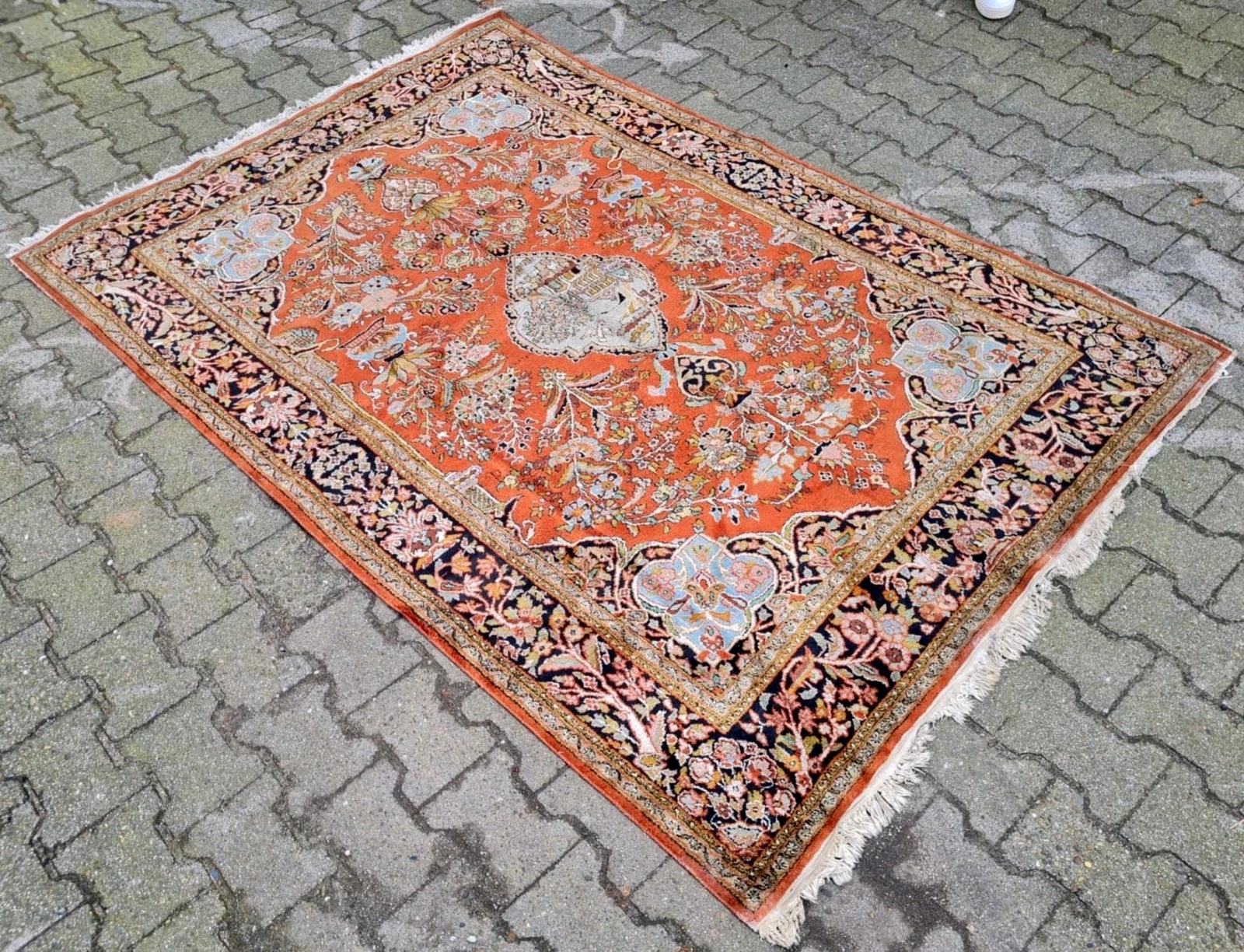 Handmade Vintage Persian Tabriz Silk Rug 4.9' x 7.1' 1960s - 2K54 For Sale 1