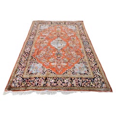 Handmade Vintage Persian Tabriz Silk Rug 4.9' x 7.1' 1960s - 2K54