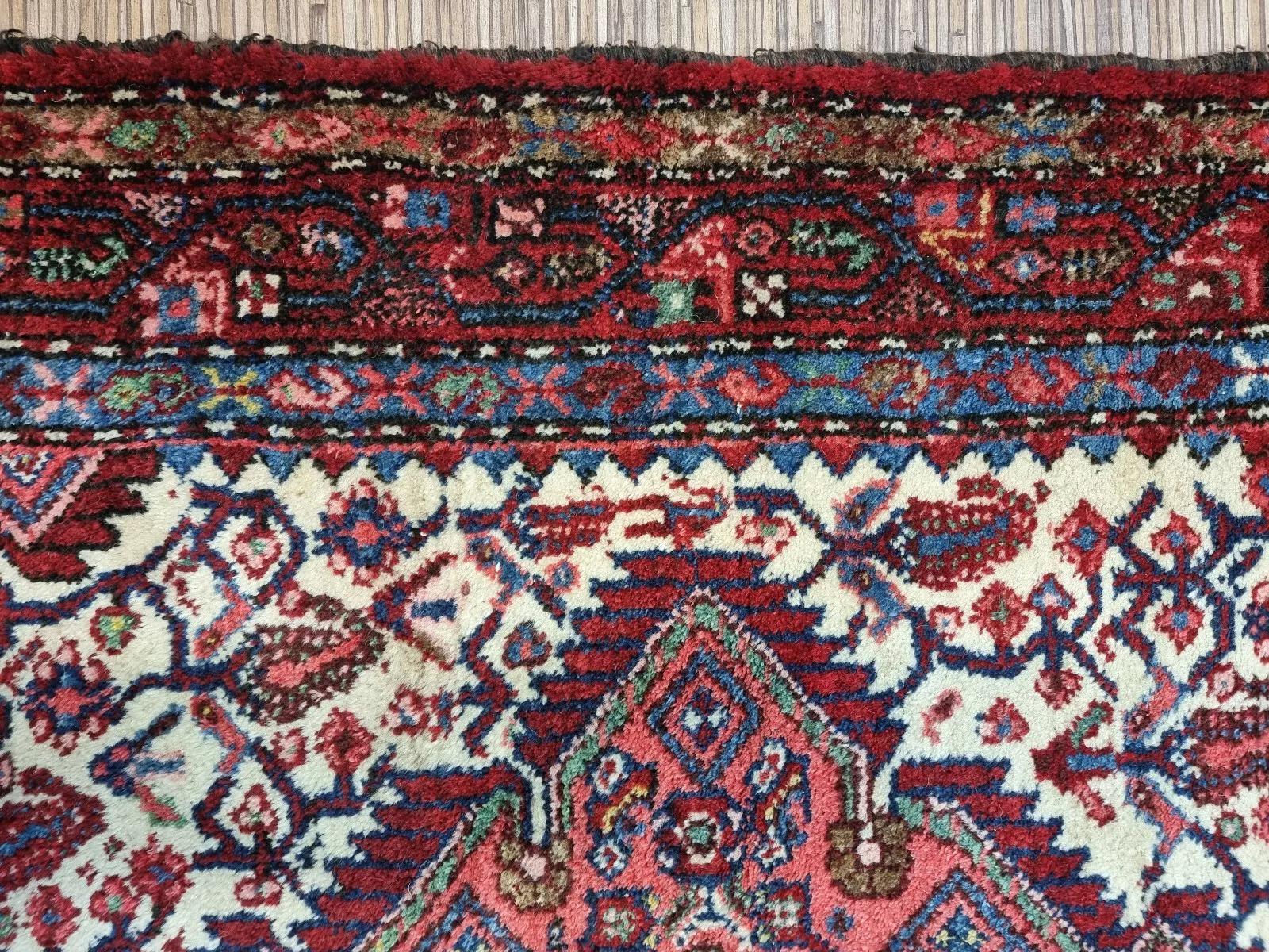Tappeto persiano vintage Hamadan fatto a mano 3,1' x 5,1' 1950 - 1D184 in vendita 4