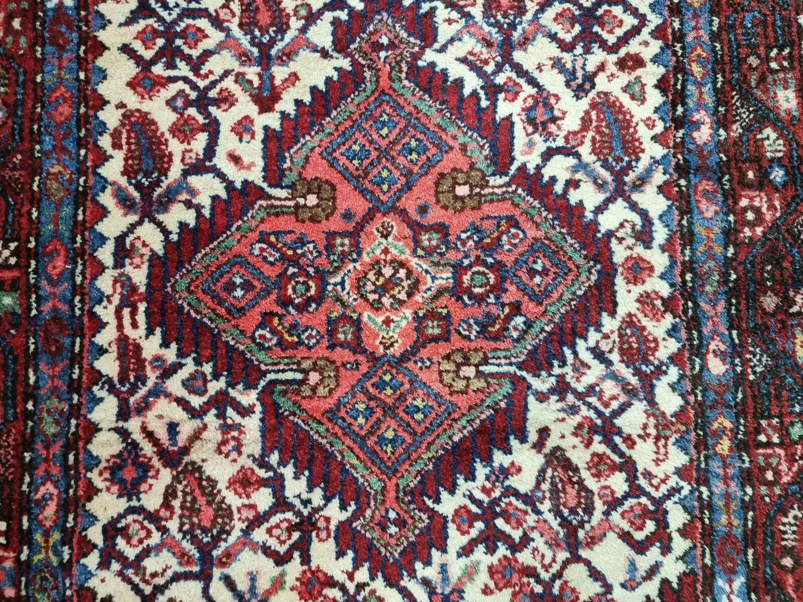 Metà XX secolo Tappeto persiano vintage Hamadan fatto a mano 3,1' x 5,1' 1950 - 1D184 in vendita
