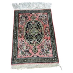 Alfombra de seda persaQum vintage hecha a mano 1,9' x 2,6' años 70 - 1D143