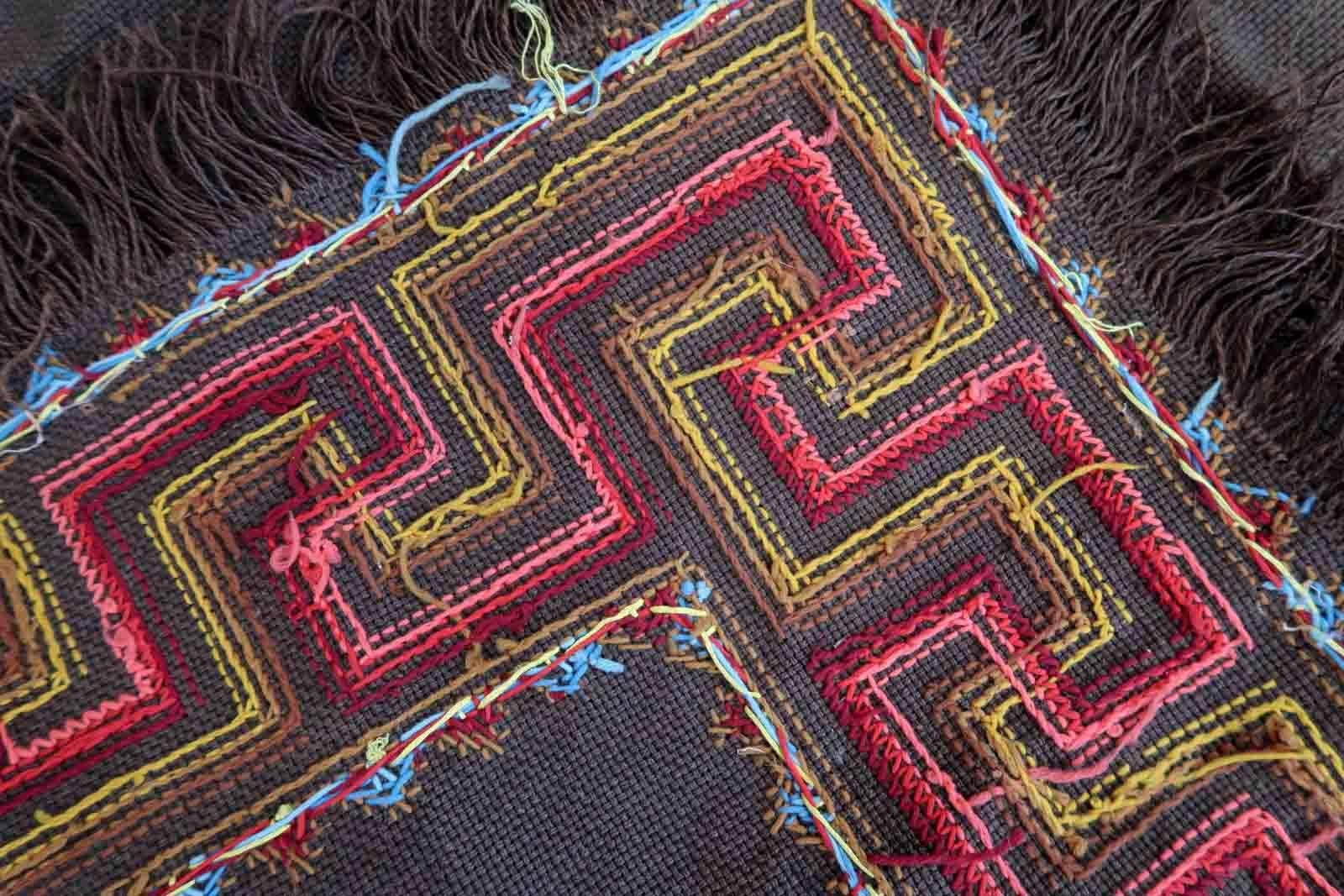 Handgefertigter portugiesischer Vintage-Wandteppich, 1960er Jahre, 1c937 (Handgeknüpft) im Angebot