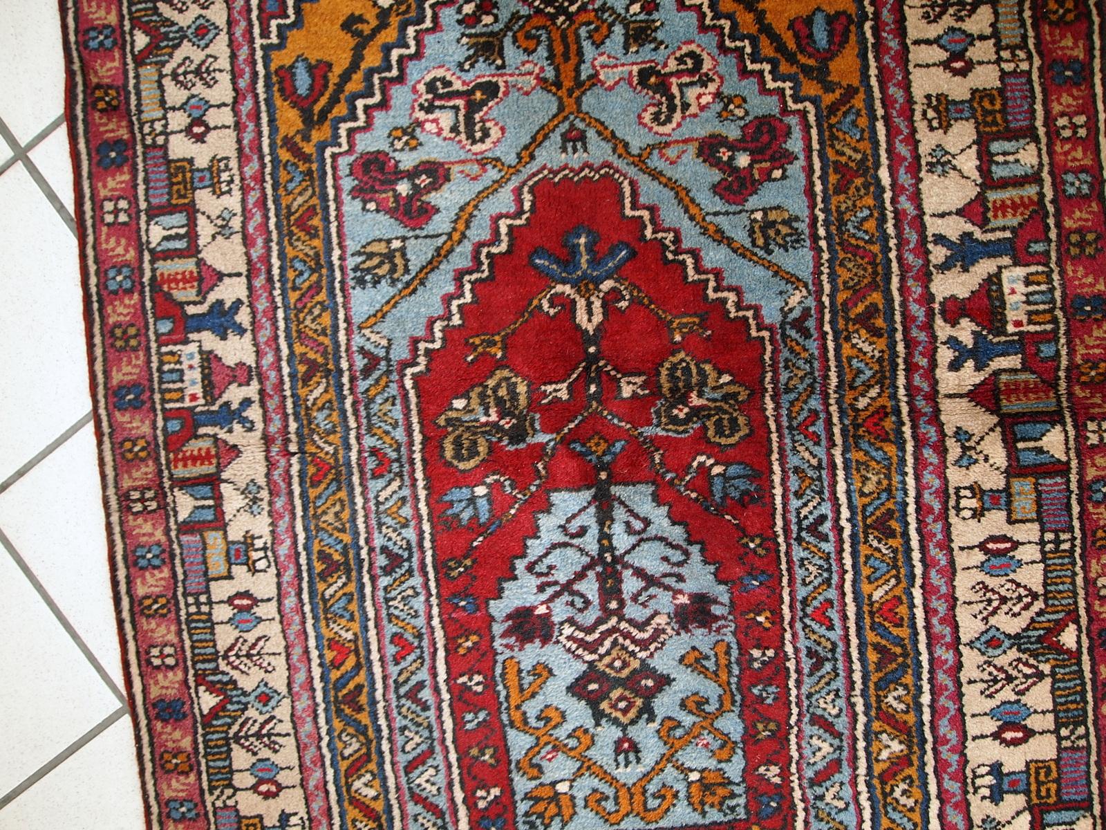 Handmade Vintage Prayer Turkish Konya Rug, 1950s, 1C528 1