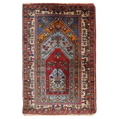 Handmade Vintage Prayer Turkish Konya Rug, 1950s, 1C528