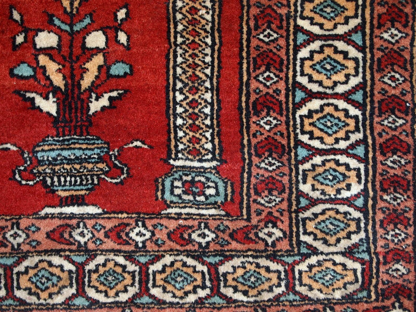 Wool Handmade Vintage Prayer Turkish Konya Rug, 1970s, 1c600 For Sale