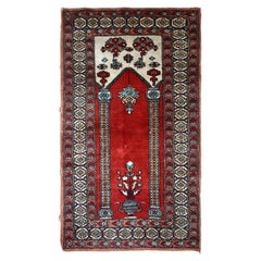 Handmade Vintage Prayer Turkish Konya Rug, 1970s, 1c600