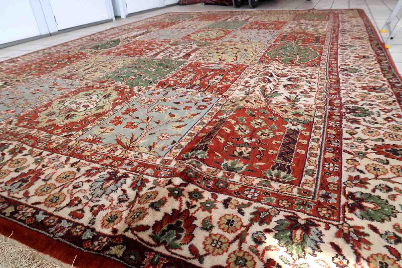 Indian Handmade Vintage Qum Style Rug, 1970s, 1c927 For Sale