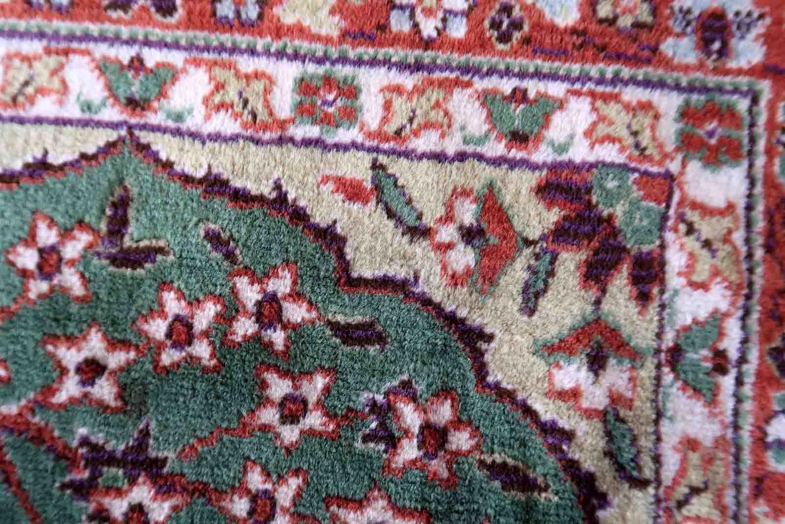 Handmade Vintage Qum Style Rug, 1970s, 1c927 In Good Condition For Sale In Bordeaux, FR
