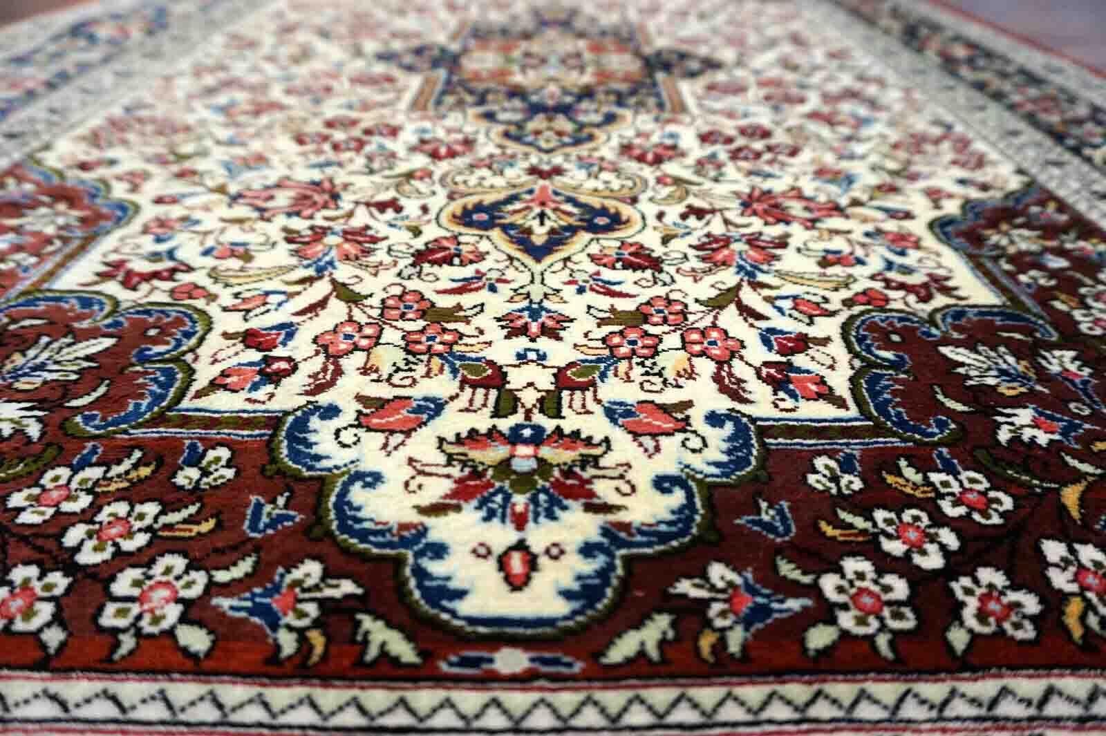 Indien Tapis vintage fait à la main de style Qum, années 1970, 1D17 en vente