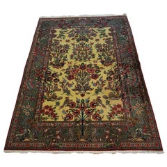 Tappeto fatto a mano in stile Qum vintage, anni '70, 1D27