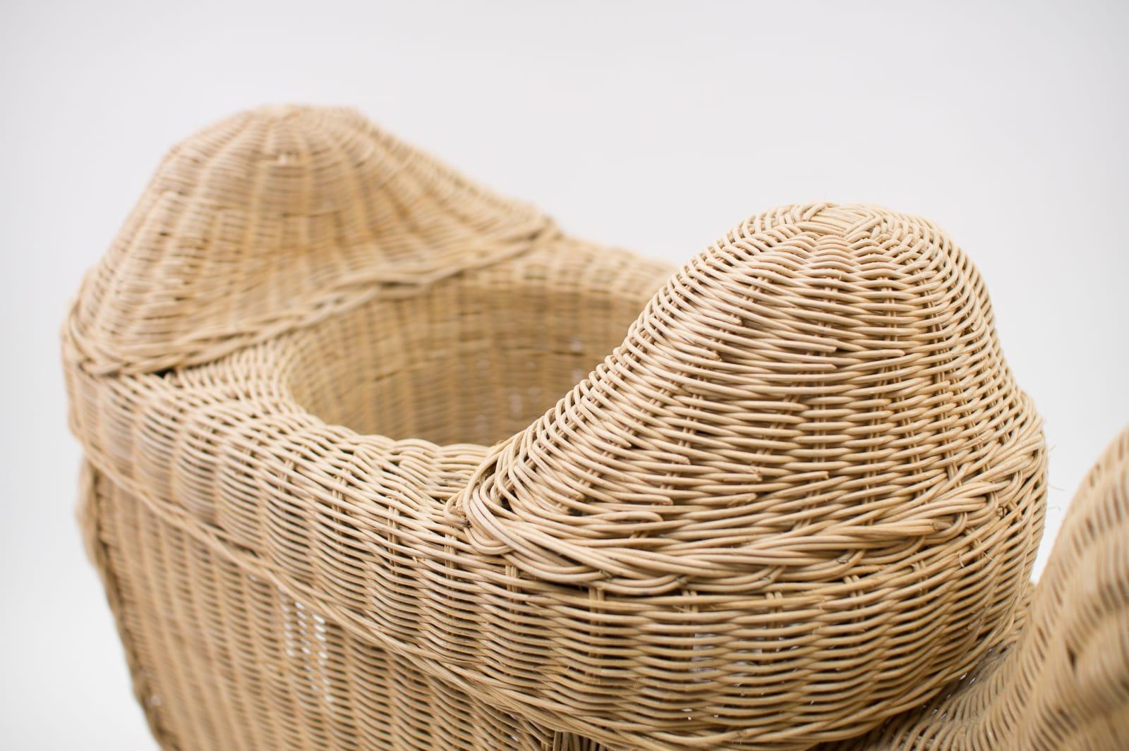 Handmade Vintage Rattan Camel Planter, Italy, 1960s For Sale 5