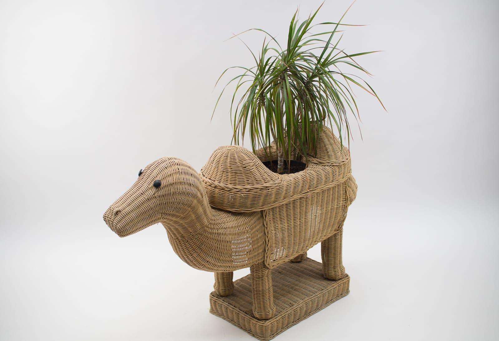 Handmade Vintage Rattan Camel Planter, Italy, 1960s For Sale 10