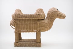 Handmade Vintage Rattan Camel Planter, Italy, 1960s