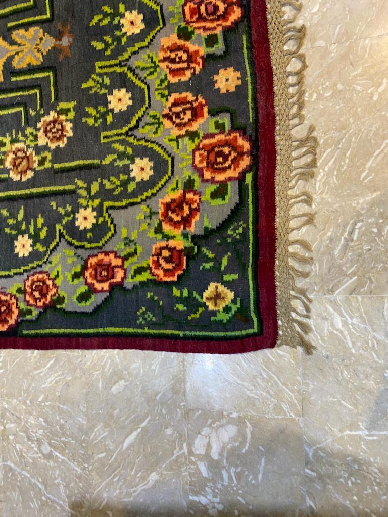 Tappeto Kilim rumeno d'epoca fatto a mano 5,7' x 6,7', anni '60 - 2B18 2
