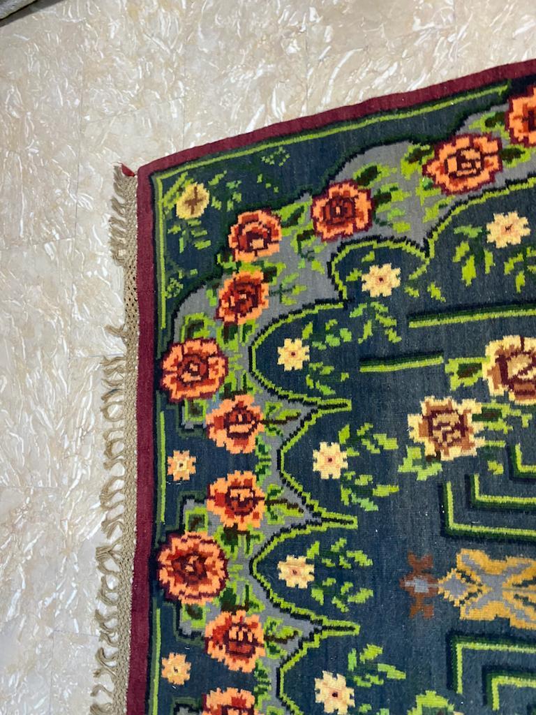 Handgefertigte Vintage rumänischen Bessarabian Kilim Teppich 5,7 'x 6,7', 1960er Jahre - 2B18 im Zustand „Gut“ im Angebot in Bordeaux, FR