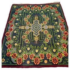 Tappeto Kilim rumeno d'epoca fatto a mano 5,7' x 6,7', anni '60 - 2B18