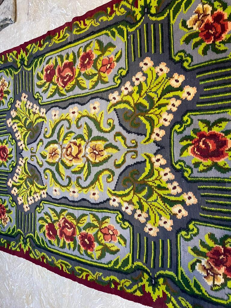 Handgefertigte Vintage rumänischen Bessarabian Kilim Teppich 6,4 'x 9,5', 1960er Jahre - 2B17 (Mitte des 20. Jahrhunderts) im Angebot