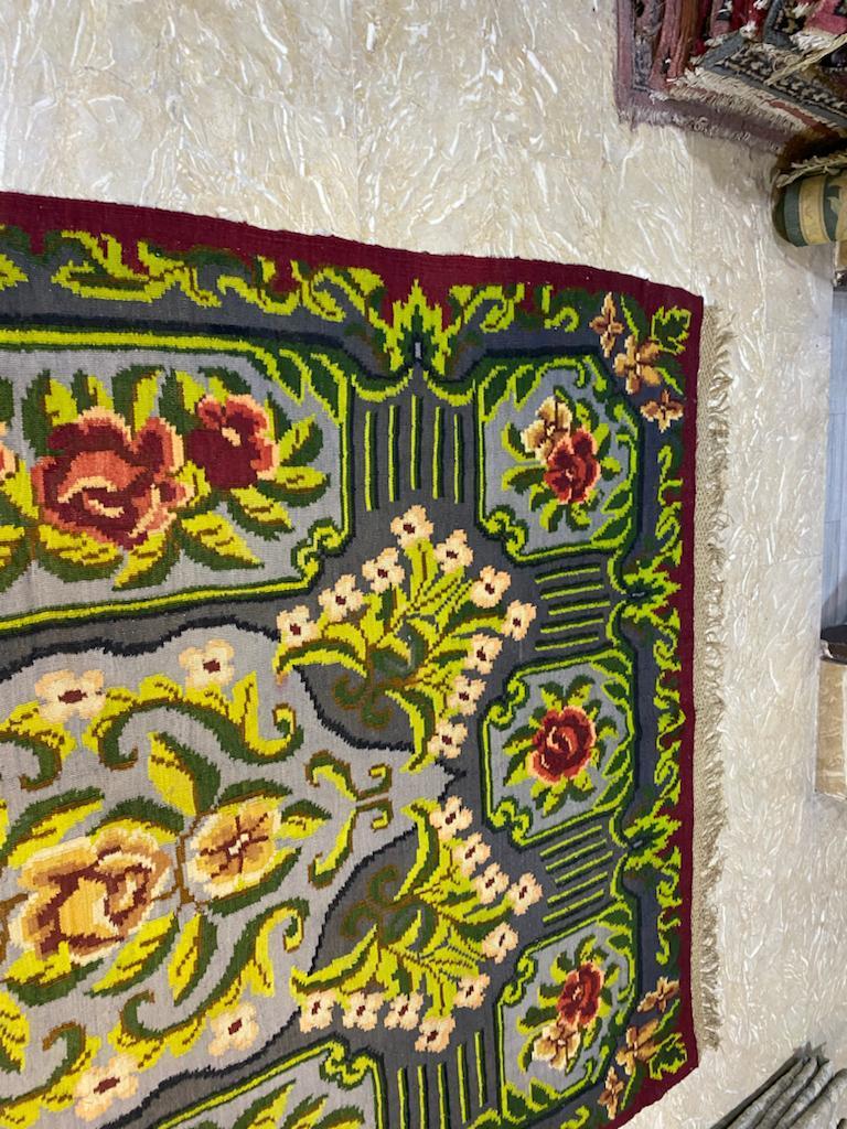 Handgefertigte Vintage rumänischen Bessarabian Kilim Teppich 6,4 'x 9,5', 1960er Jahre - 2B17 im Angebot 3