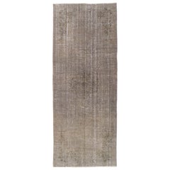 Handmade Vintage Runner Rug in Gray. Art Deco Chinese Corridor Carpet