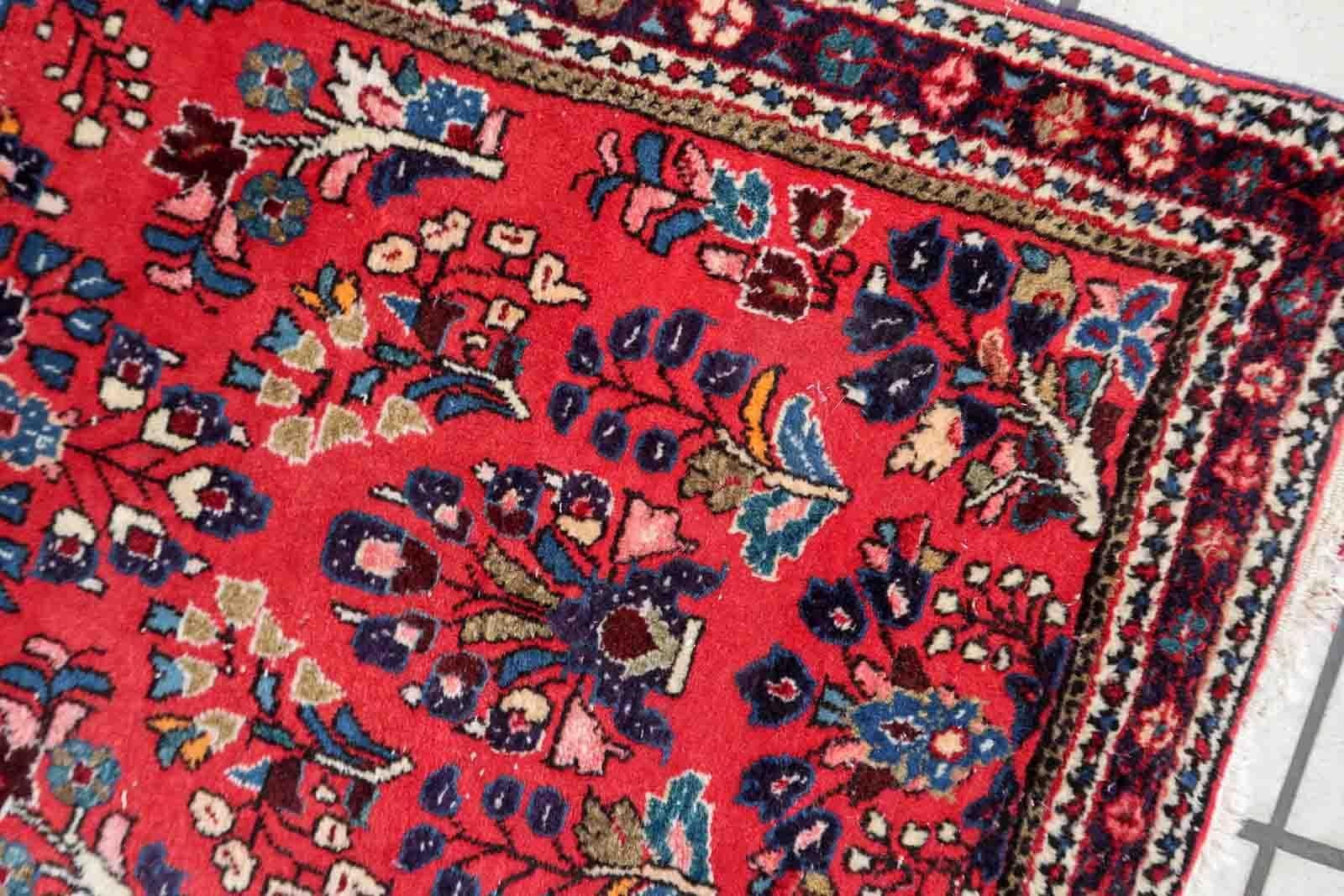 Tappeto vintage in stile Sarouk fatto a mano, anni '70, 1C998 In condizioni buone in vendita a Bordeaux, FR