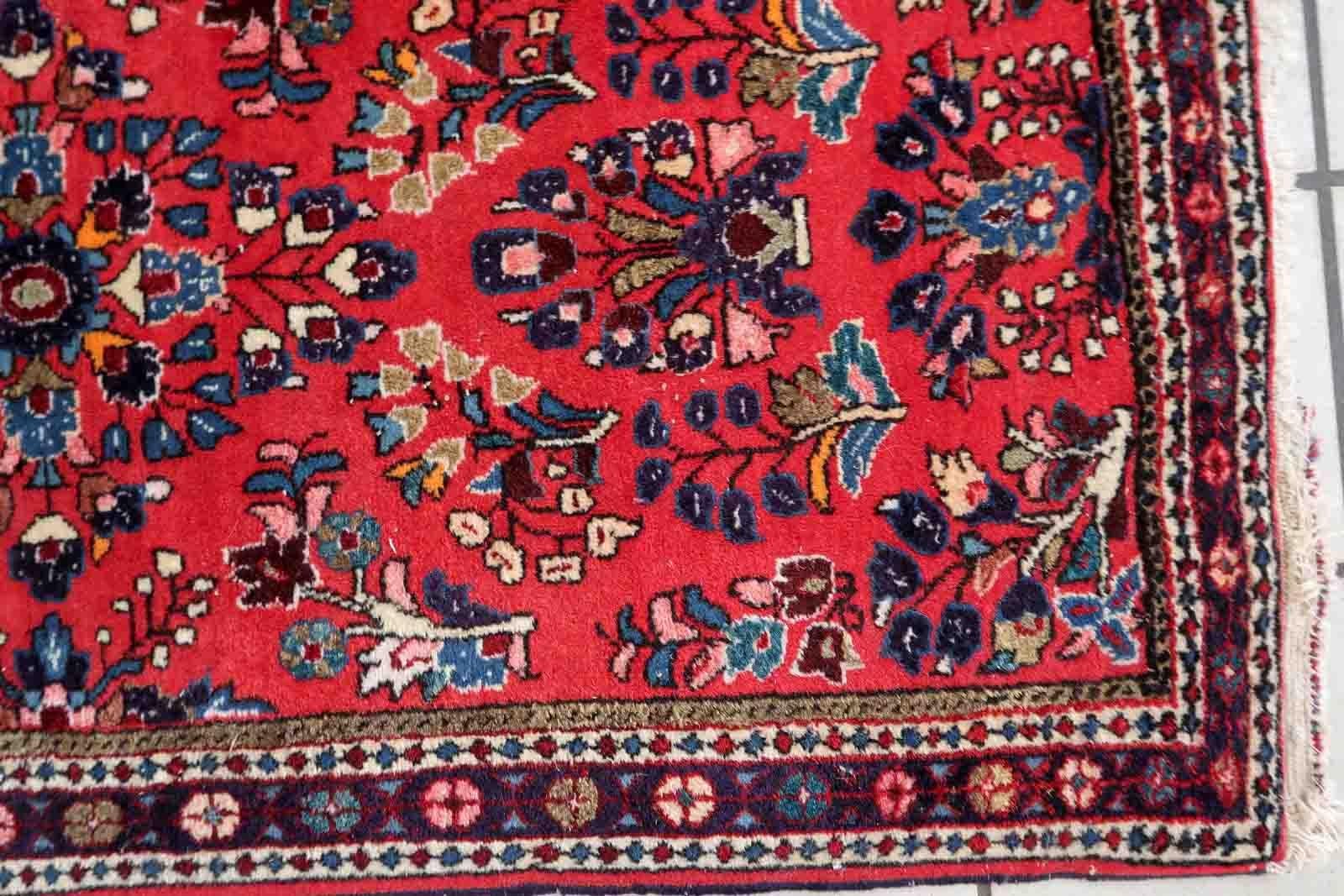 Handgefertigter Vintage-Teppich im Sarouk-Stil, 1970er Jahre, 1C998 (Ende des 20. Jahrhunderts) im Angebot