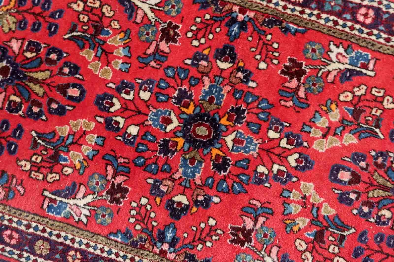 Lana Tappeto vintage in stile Sarouk fatto a mano, anni '70, 1C998 in vendita