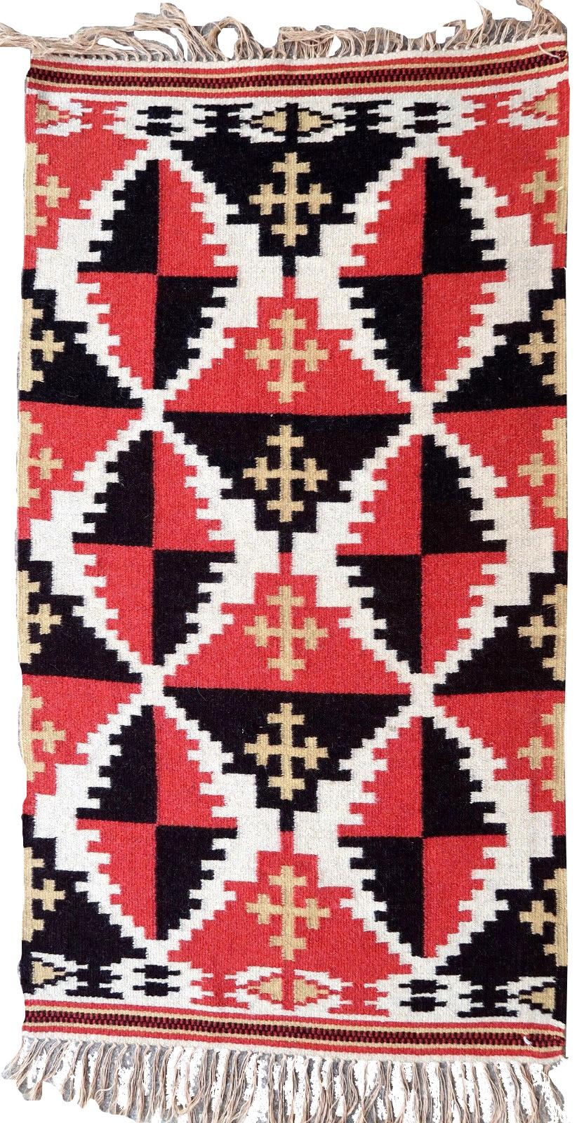 Hand-Knotted Handmade Vintage Scandinavian Finnish Kilim, 1950s, 1P62 For Sale