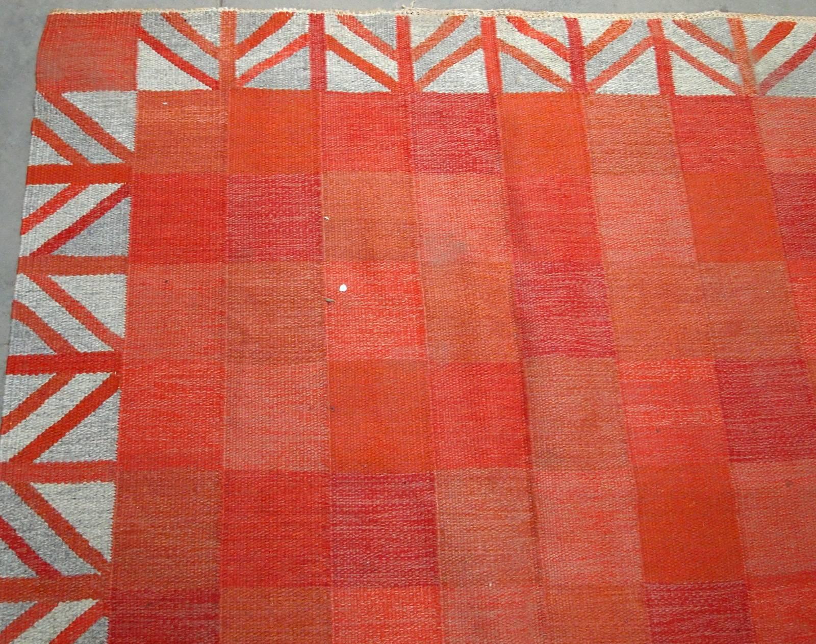Swedish Handmade Vintage Scandinavian Flat-Weave Kilim, 1950s, 1B594