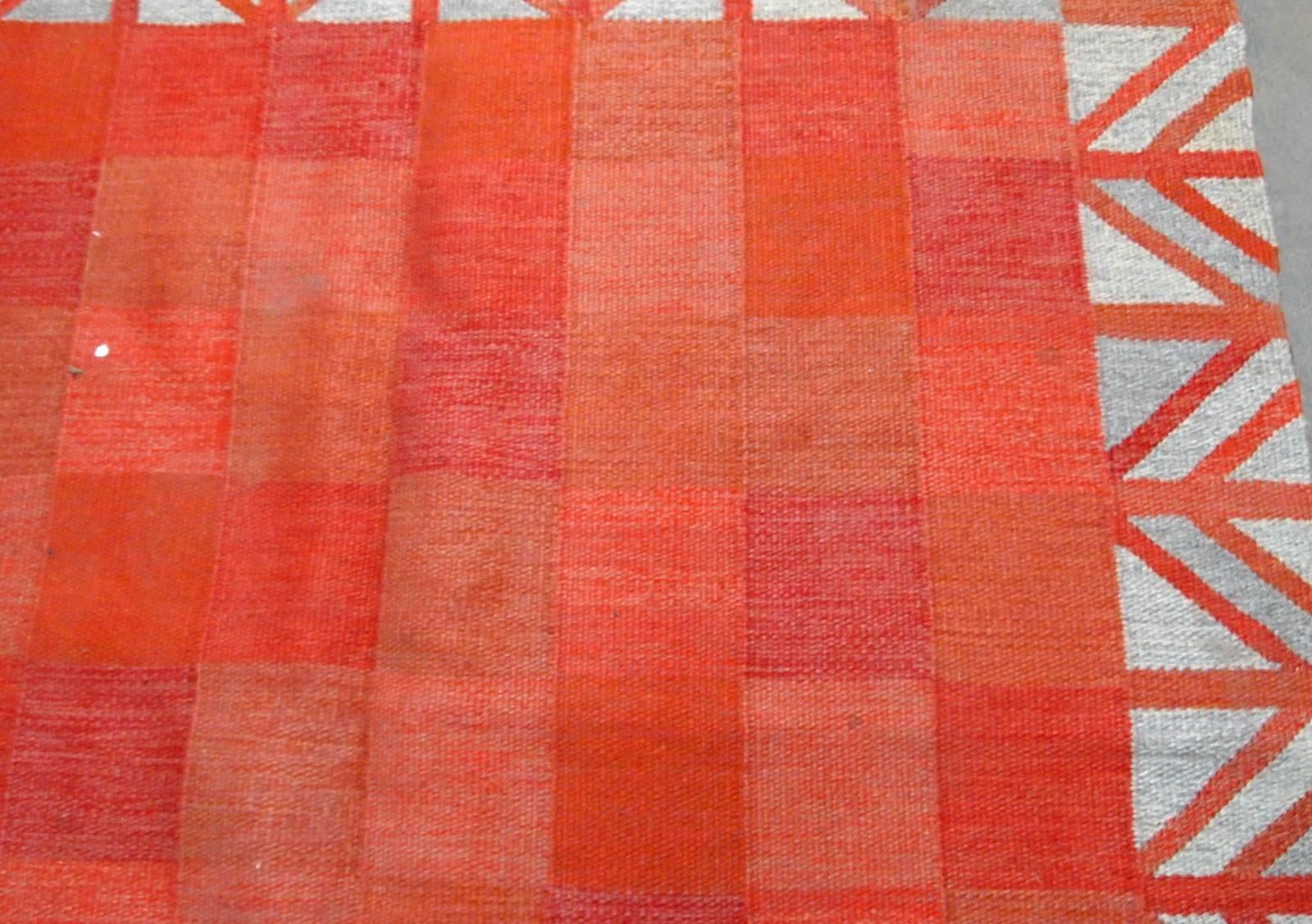 Hand-Knotted Handmade Vintage Scandinavian Flat-Weave Kilim, 1950s, 1B594