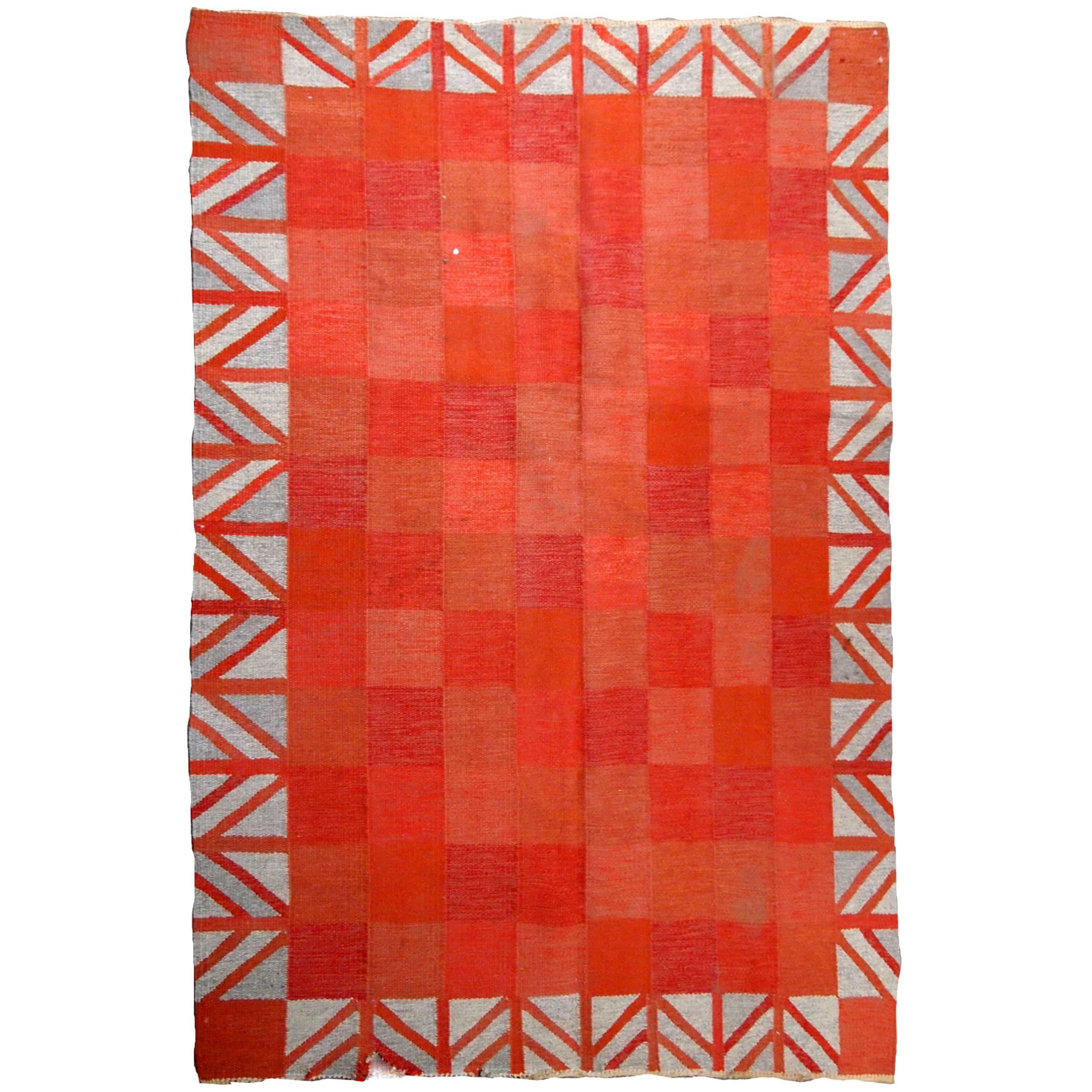 Handmade Vintage Scandinavian Flat-Weave Kilim, 1950s, 1B594