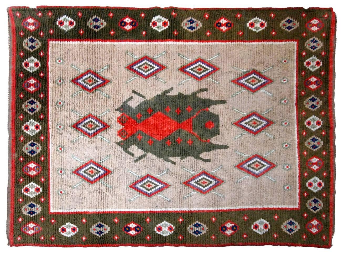 Handmade vintage Swedish pile rug in original good condition with minor age discolorations. The rug made in the middle of 20th century in wool.
 