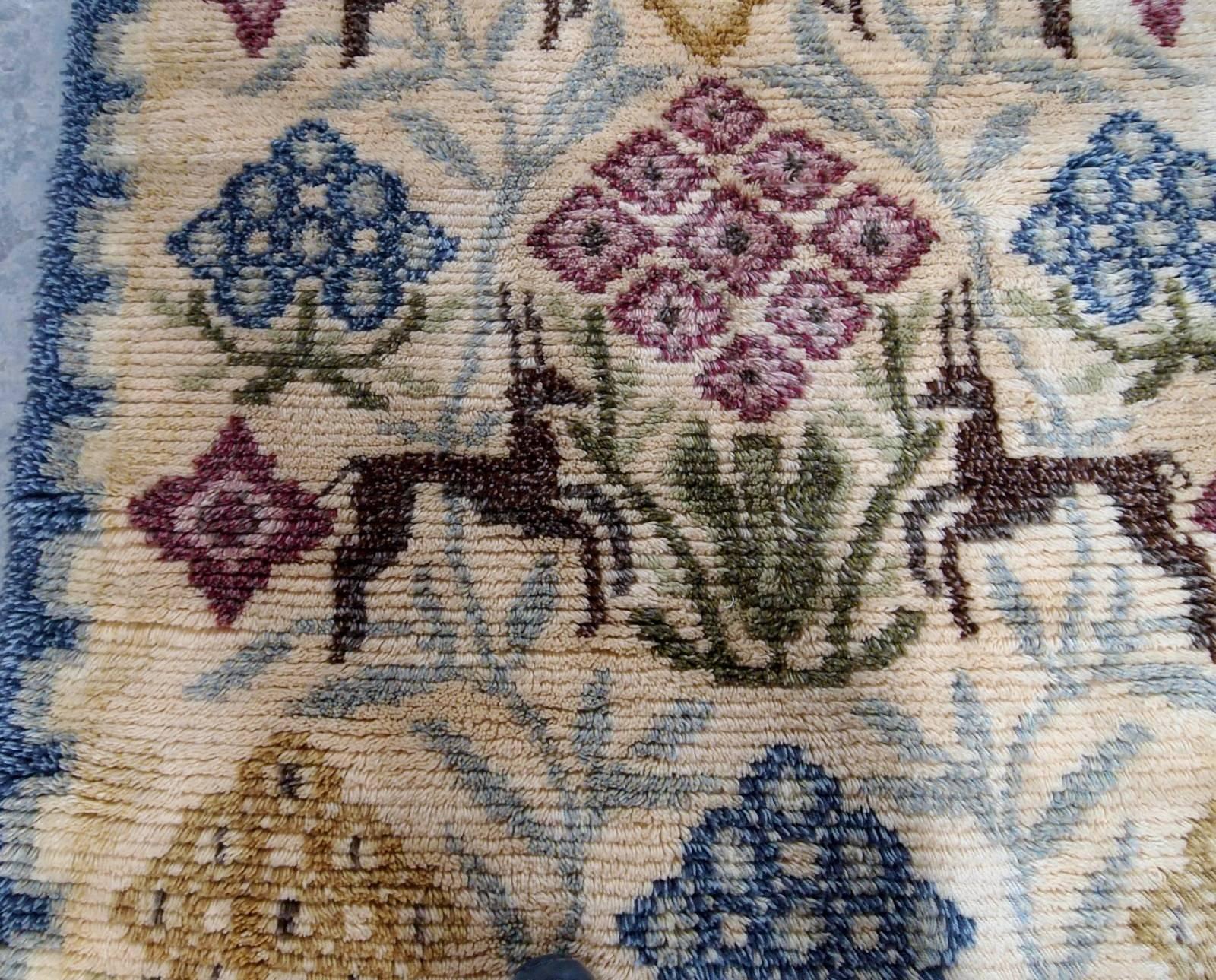 Hand-Knotted Handmade Vintage Scandinavian Rya Rug, 1950s, 1B595