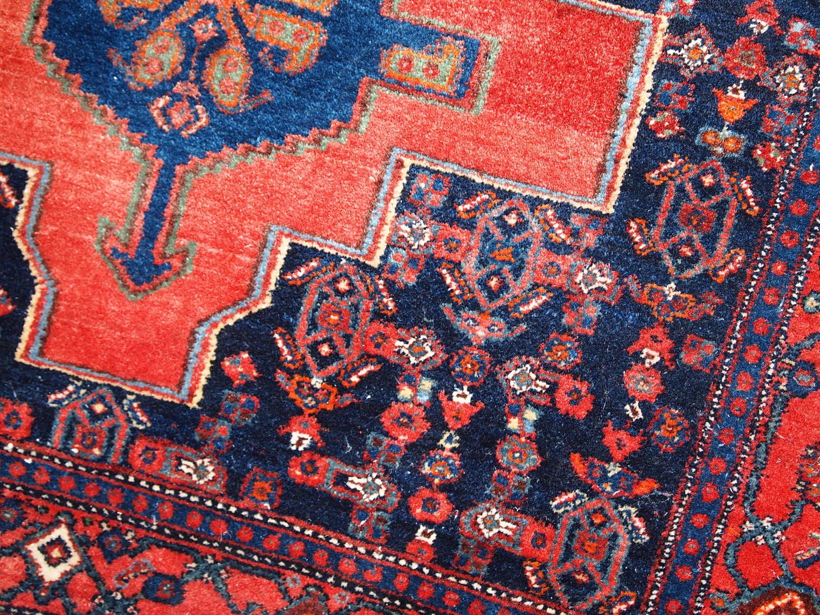 Handgefertigter Vintage-Teppich im Senneh-Stil:: 1960er Jahre:: 1C679 (Handgeknüpft) im Angebot