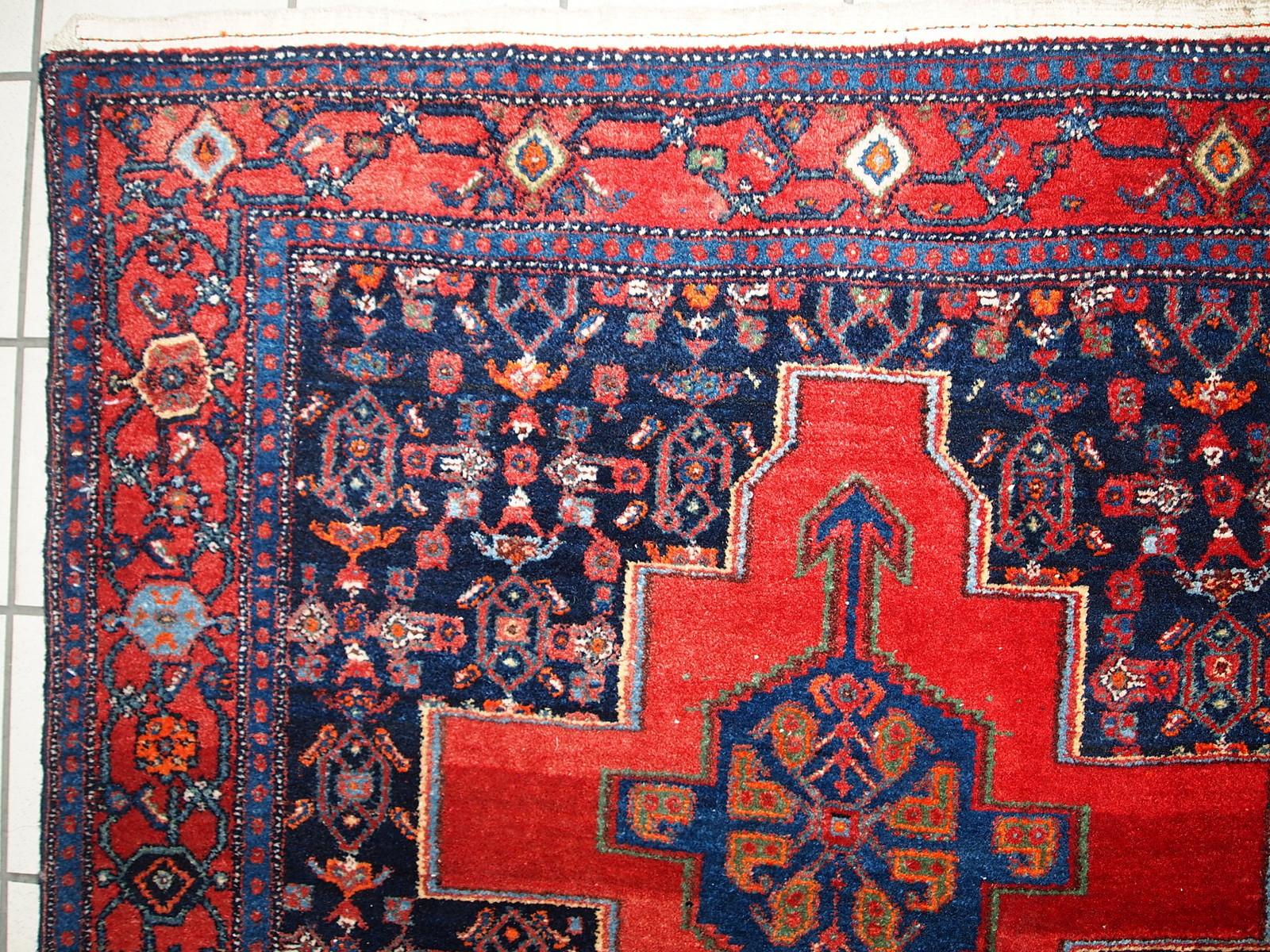 Mid-20th Century Handmade Vintage Senneh Style Rug, 1960s, 1C679 For Sale