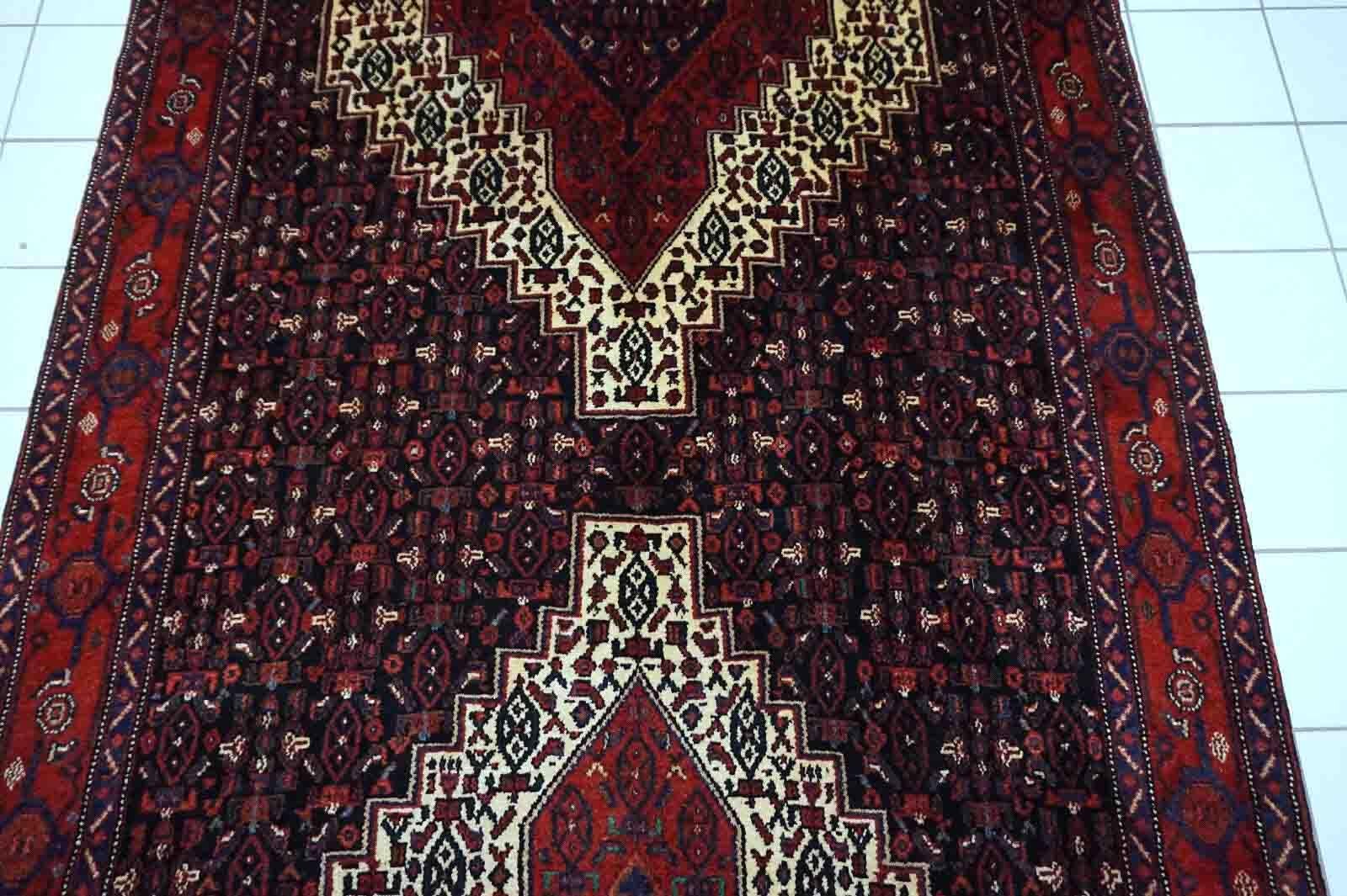 Handgefertigter Vintage-Teppich im Senneh-Stil, 1970er Jahre, 1D26 (Handgeknüpft) im Angebot