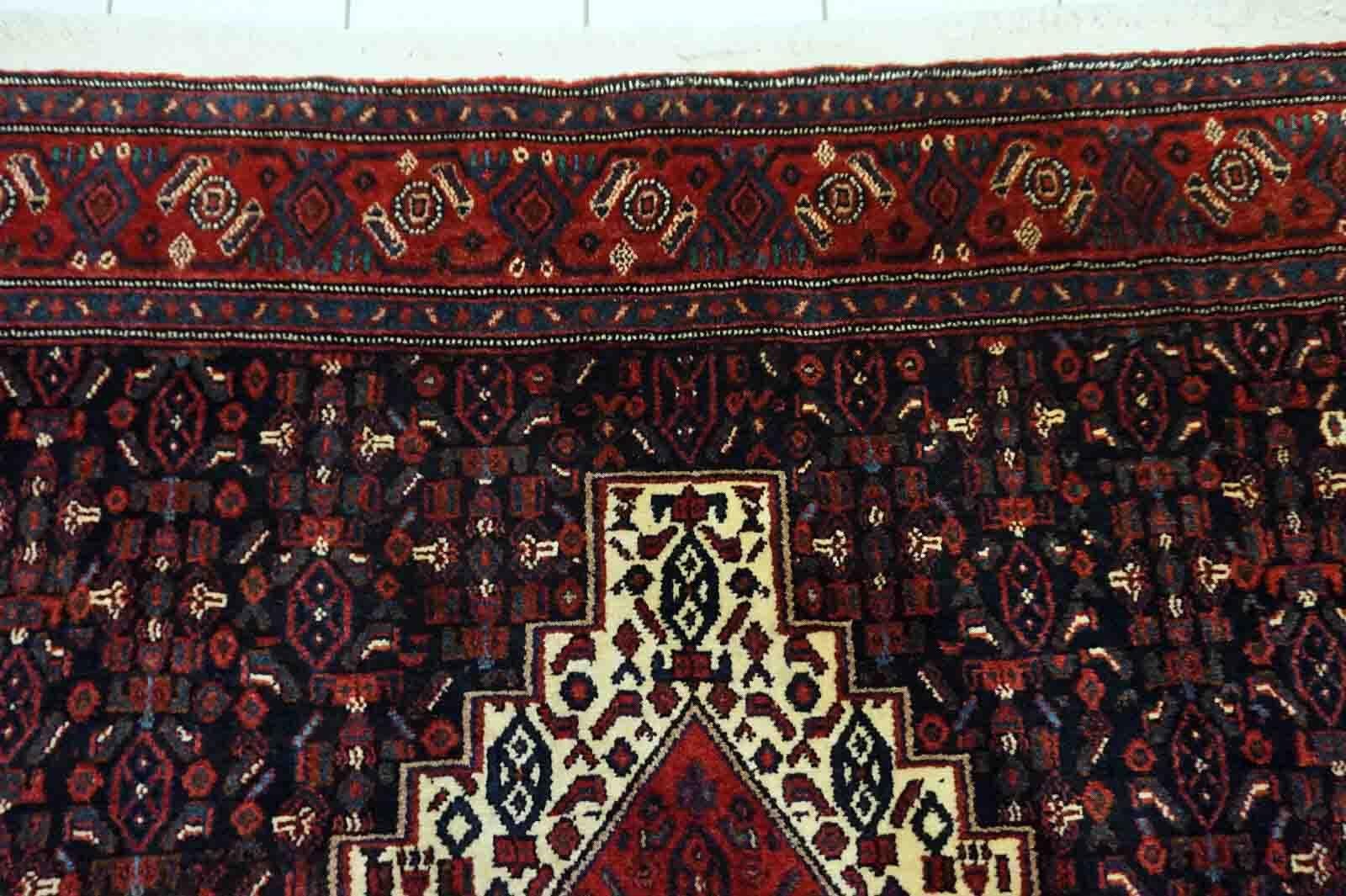 Handgefertigter Vintage-Teppich im Senneh-Stil, 1970er Jahre, 1D26 im Zustand „Gut“ im Angebot in Bordeaux, FR