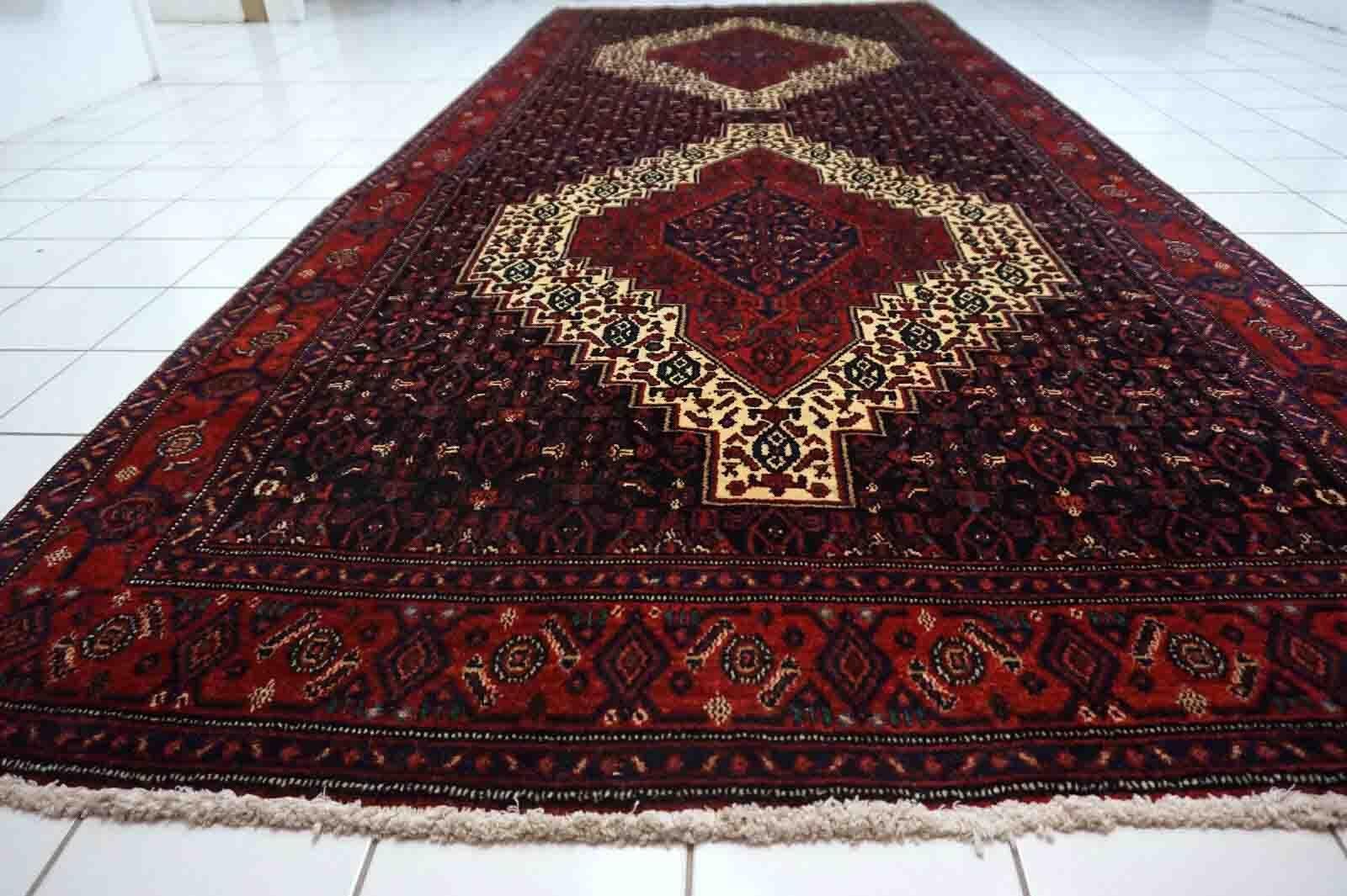 Handgefertigter Vintage-Teppich im Senneh-Stil, 1970er Jahre, 1D26 im Angebot 1