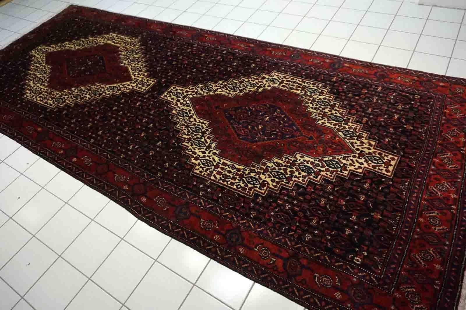 Handgefertigter Vintage-Teppich im Senneh-Stil, 1970er Jahre, 1D26 im Angebot 2