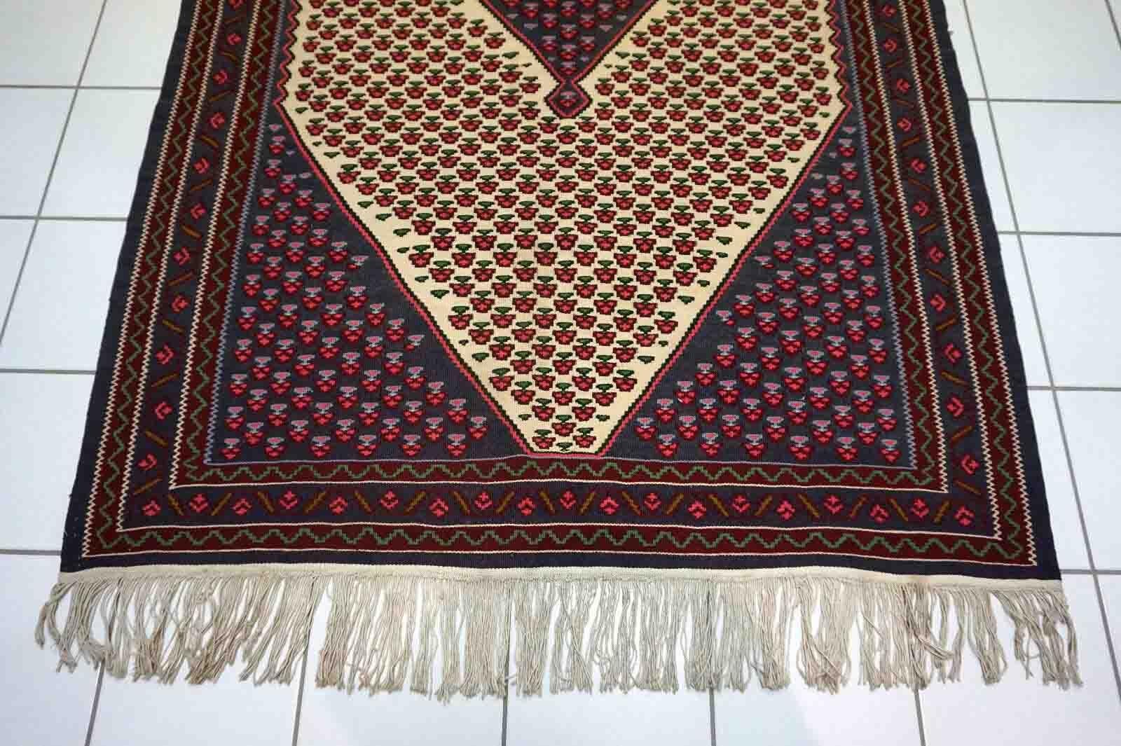 Handgefertigter Vintage-Teppich im Senneh-Stil, 1970er Jahre, 1D34 (Indisch) im Angebot