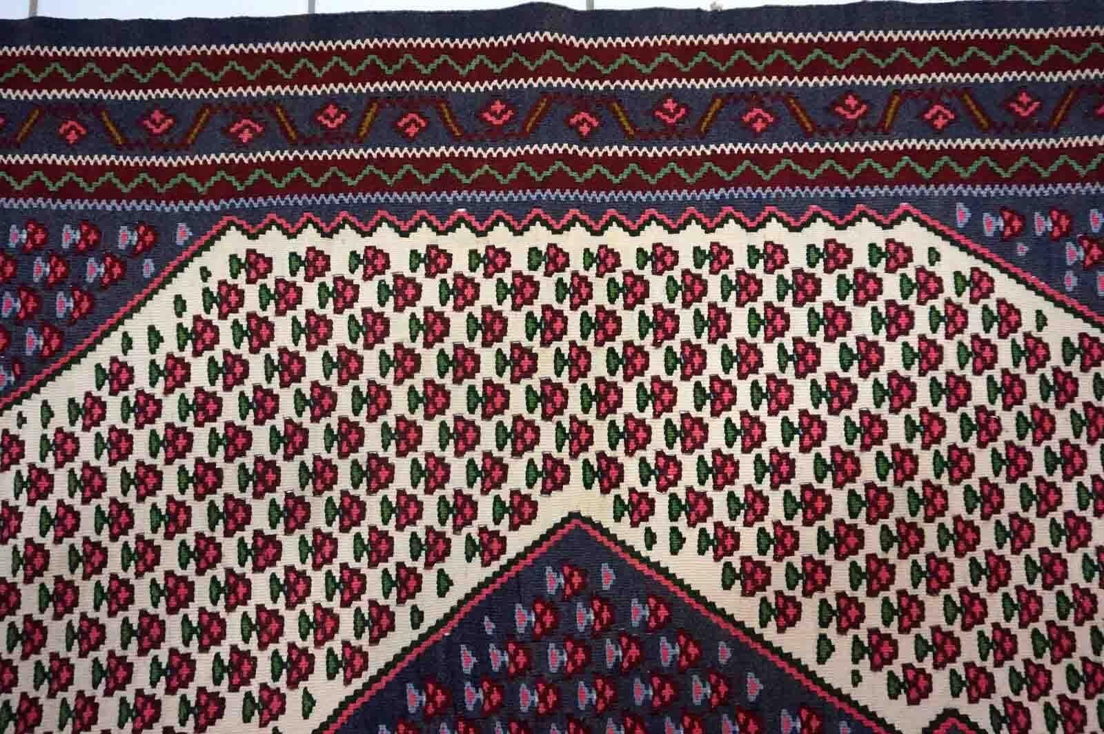 Handgefertigter Vintage-Teppich im Senneh-Stil, 1970er Jahre, 1D34 im Zustand „Gut“ im Angebot in Bordeaux, FR