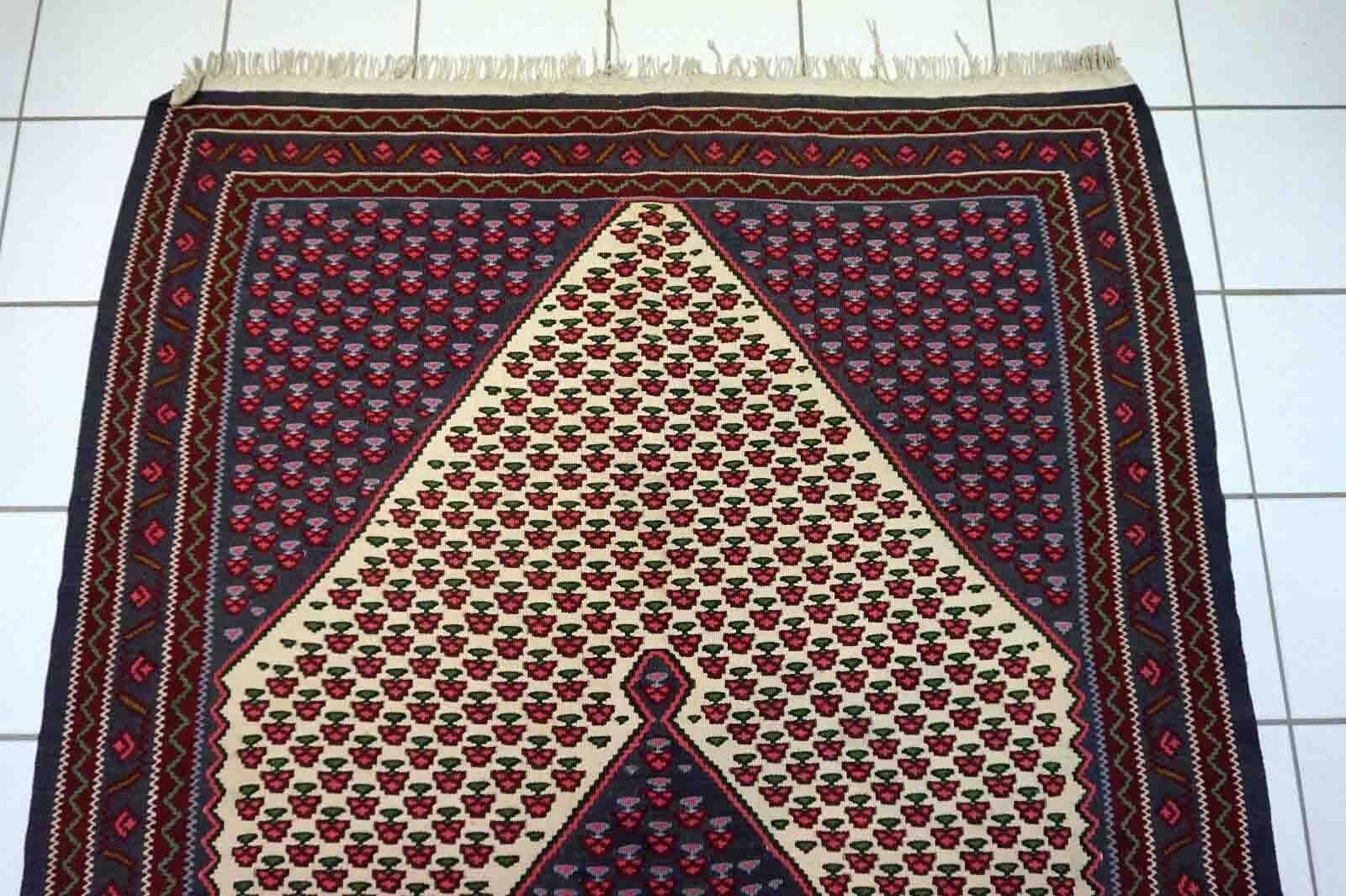 Wool Handmade Vintage Senneh Style Rug, 1970s, 1D34 For Sale