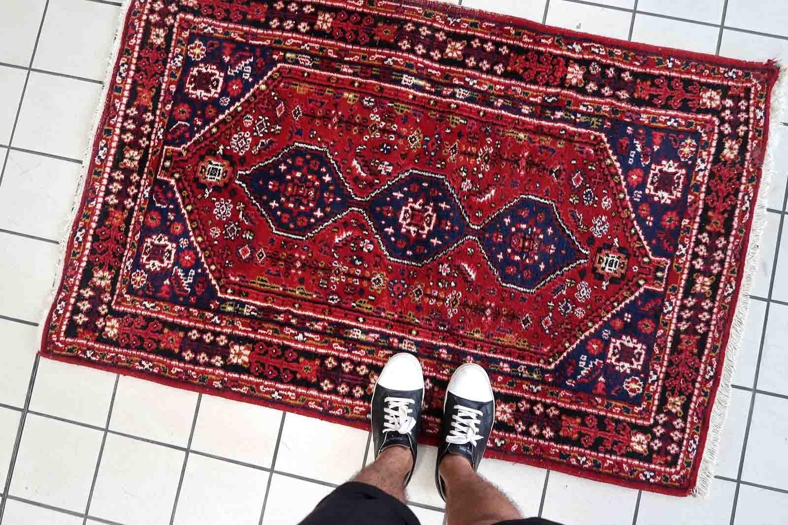 Hand-Knotted Handmade Vintage Shiraz Style Rug, 1970s, 1C1018 For Sale
