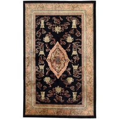 Handmade Vintage Silk Art Deco Chinese Rug, 1980s, 1C550