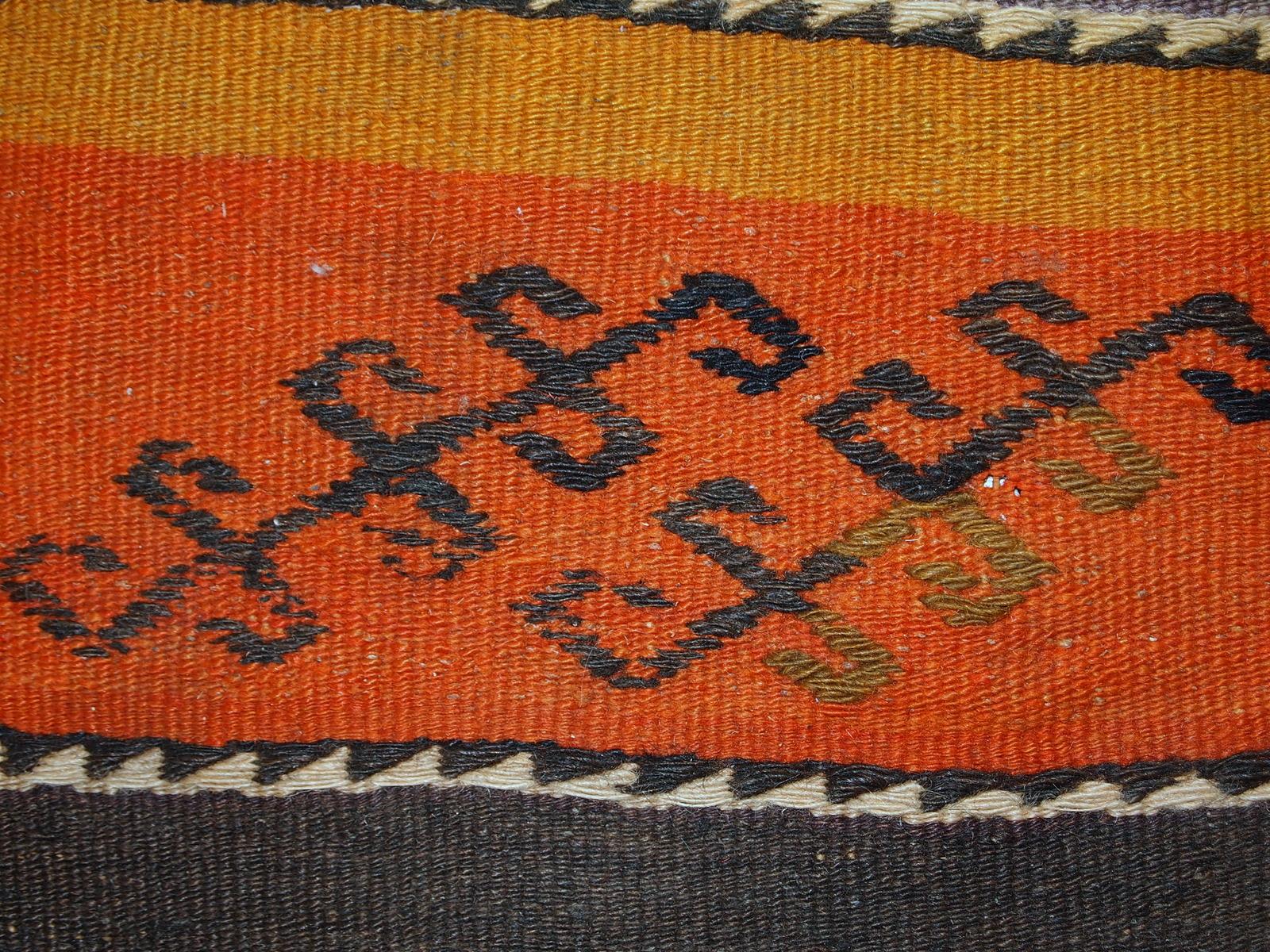 Wool Handmade Vintage Sumak Style Kilim, 1940s, 1C608 For Sale