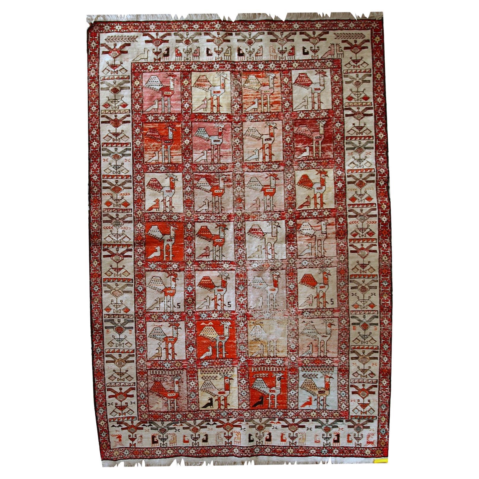 Handmade Vintage Sumak Style Rug, 1960s, 1C483