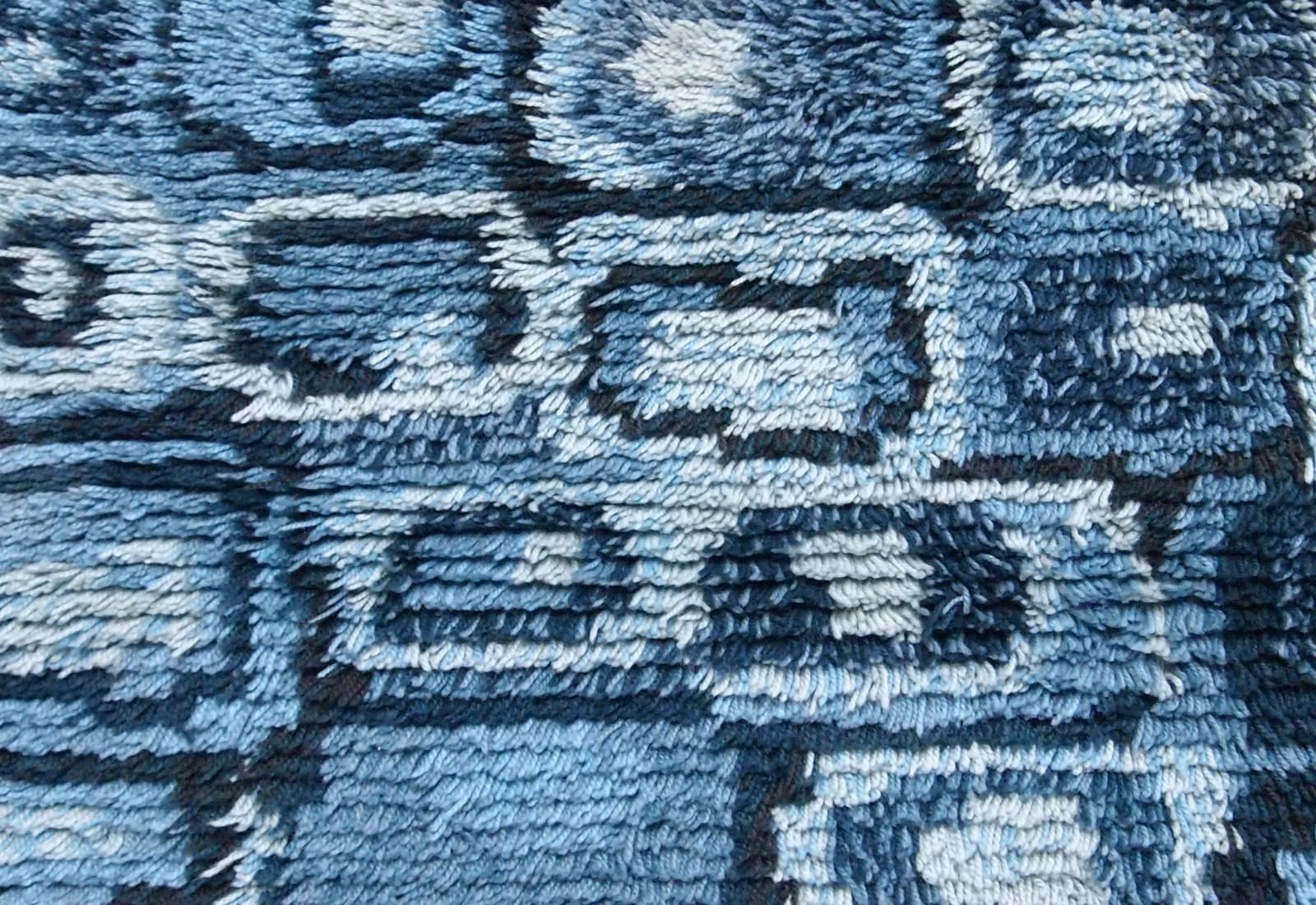 Hand-Knotted Handmade Vintage Swedish Rya Rug, 1950s, 1B597