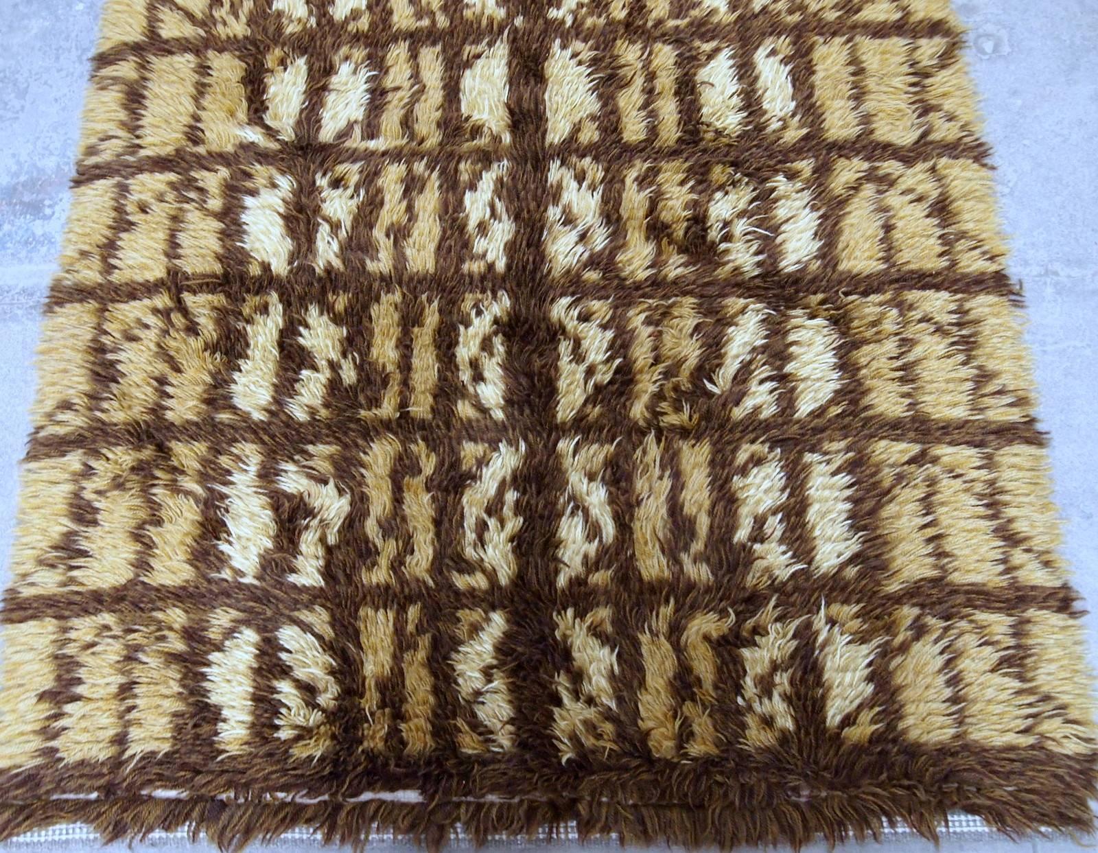 Wool Handmade Vintage Swedish Rya Rug, 1950s, 1B598