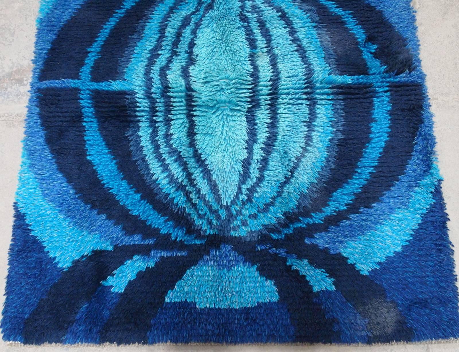 Wool Handmade Vintage Swedish Rya Rug, 1950s, 1B600