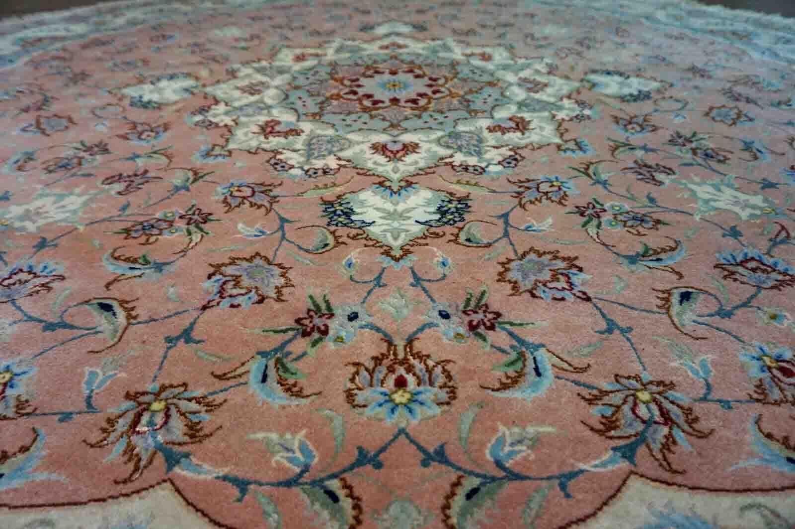 Handgefertigter Vintage-Tabriz-Teppich 1970er Jahre, 1D29 im Zustand „Gut“ im Angebot in Bordeaux, FR